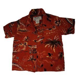 AVANTI Boy's 100% Silk RUST Color Hawaiian Shirt. Size  3-4 (M)